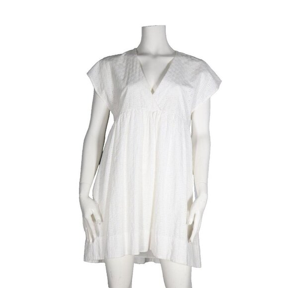 Wilfred Women's Small White Misha Dress Short Sleeve V-Neck Babydoll Mini $168 - Picture 7 of 7